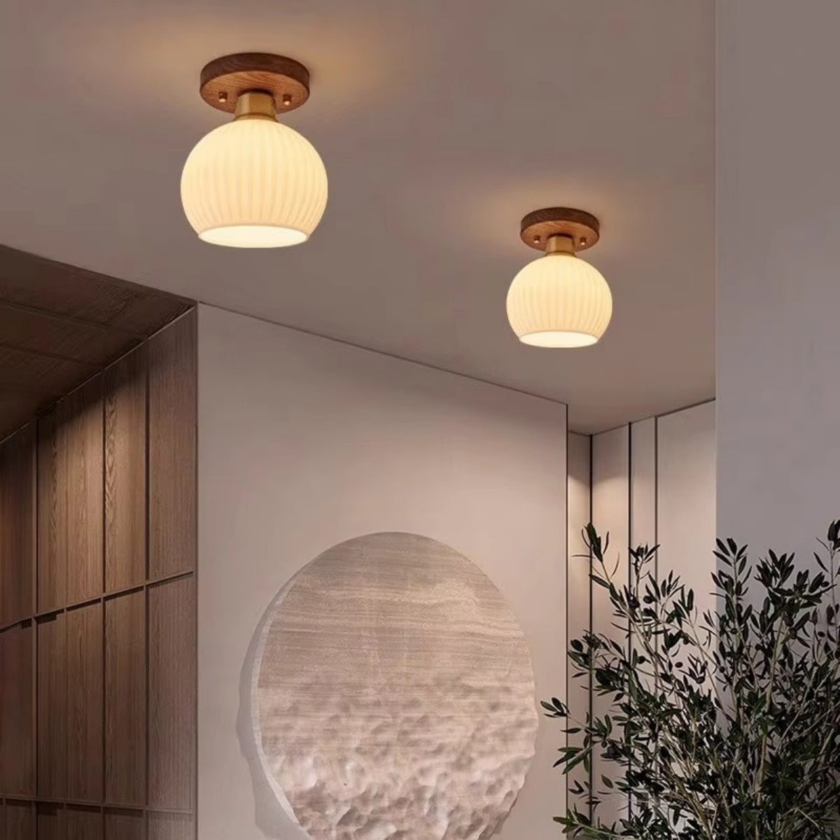 GlowBend – Round Glass Ceiling Lamp