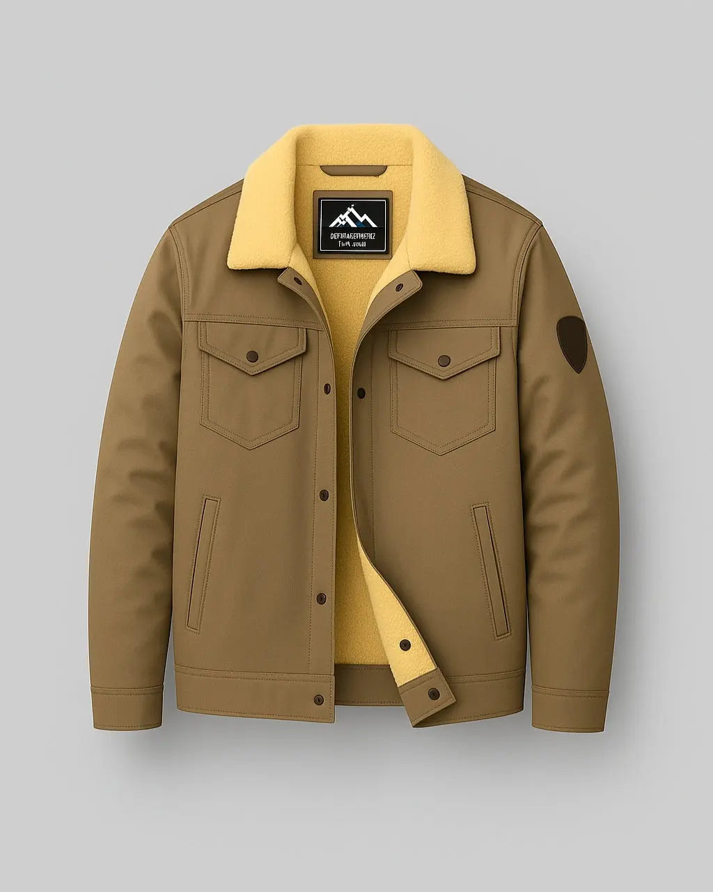 Polyester Bomberjack Met Knoopsluiting-Jackets-Velani-Khaki-S-Velani