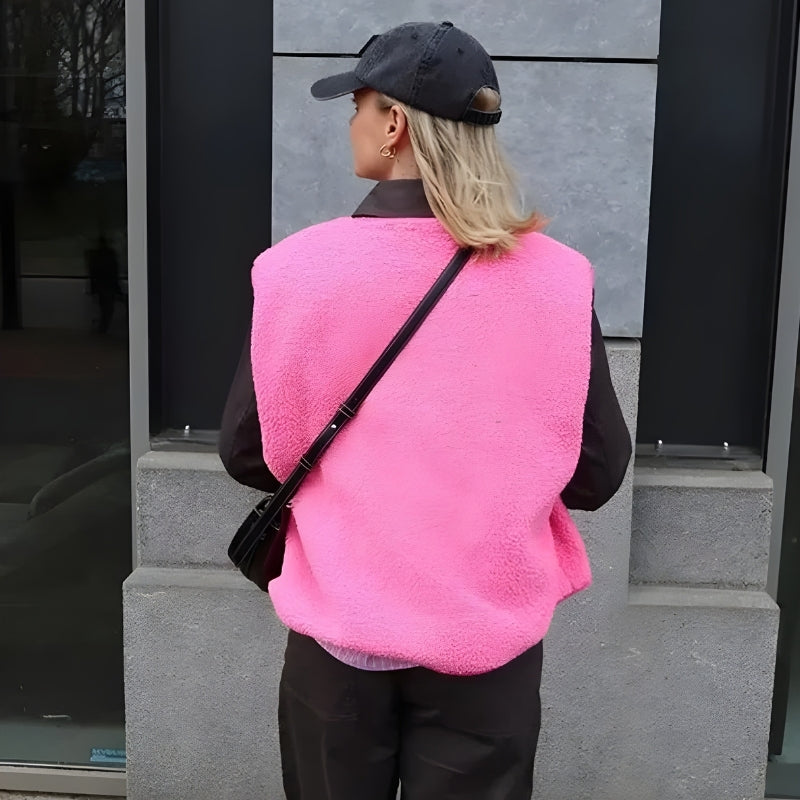 Clara – Round Neck Jacket with Button Closure