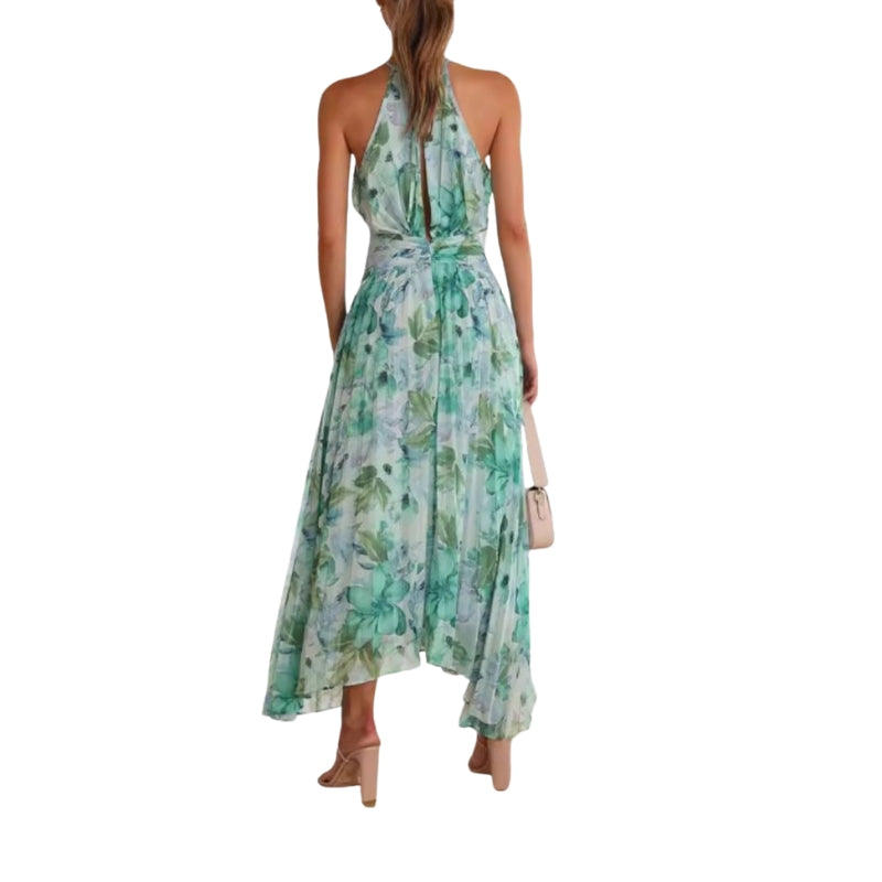 Jolanda – Mouwloze Jurk met Print en Halternek Velani