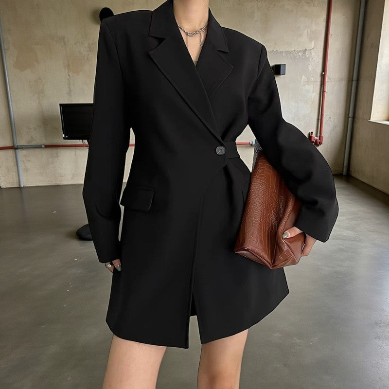 Lily – Long Sleeve Jacket with Down Collar and Button Detail