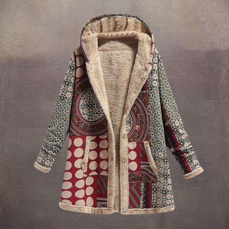 Charlotte – Long sleeve jacket with hood and button closure