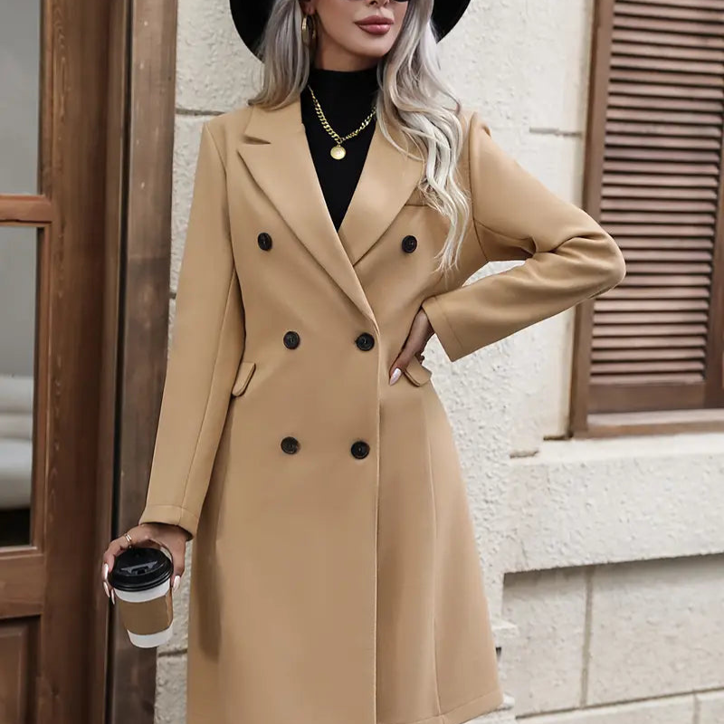 Jessica – Trenchcoat met Lange Mouwen, Knopensluiting en Klassiek Lang Ontwerp Velani