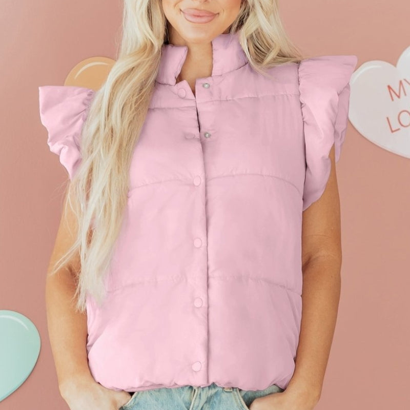 Quinn – Standup Collar Vest With Button Closure