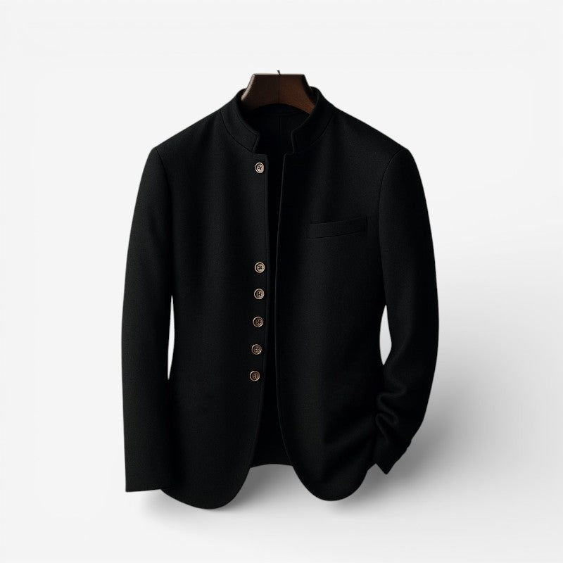 Liam – Long Sleeve Jacket with Stand-Up Collar & Button Closure