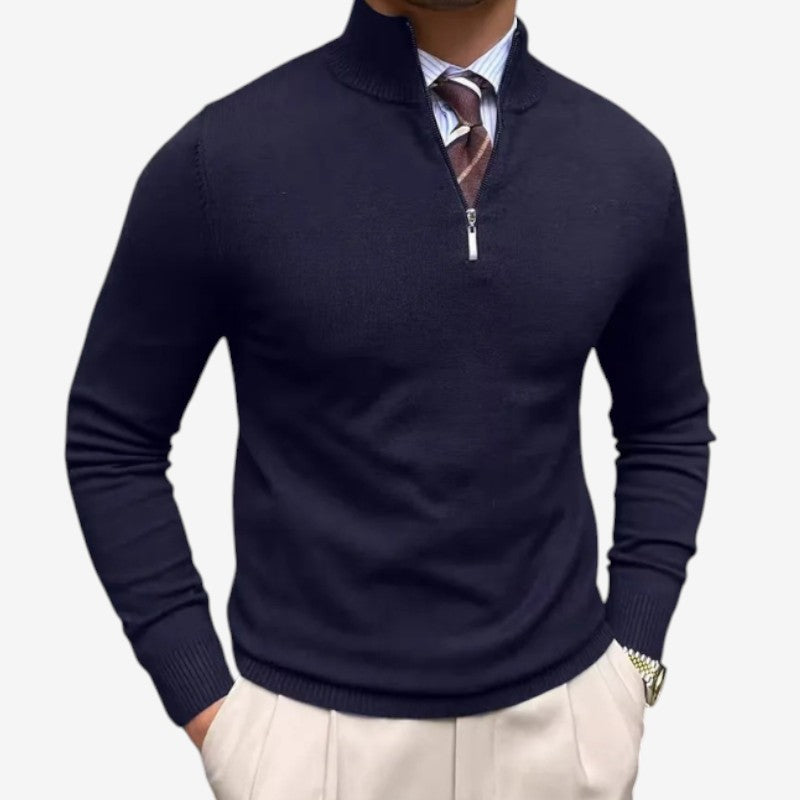 Men's Quarter Zip Stand Collar Sweater