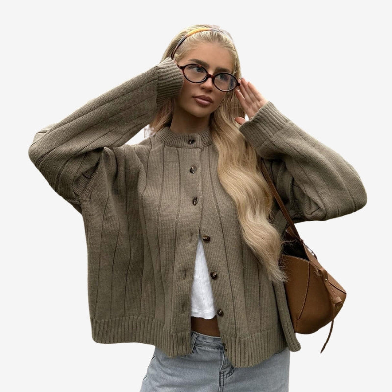 Sophia – Long Sleeve Cardigan with Button Closure