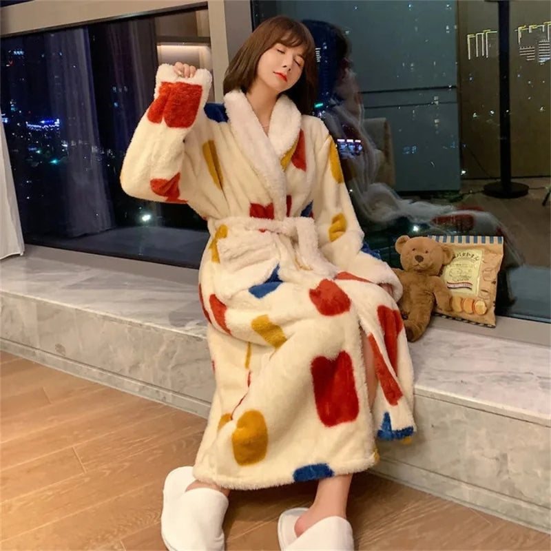 Clara – Long Sleeve Robe With Printed Design And Adjustable Strap
