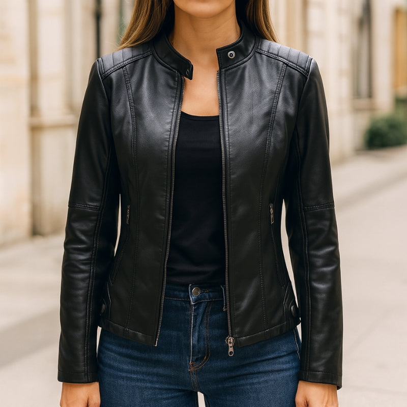 Sophia – Long Sleeve Jacket with Zipper Closure Design