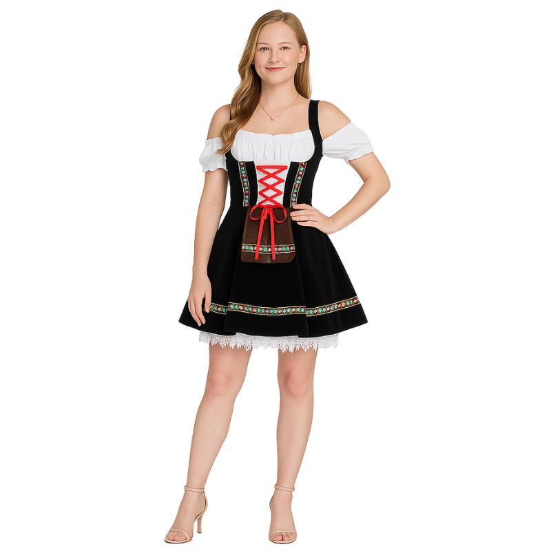 Carmen – Oktoberfest Midi Jurk met Korte Mouwen Velani
