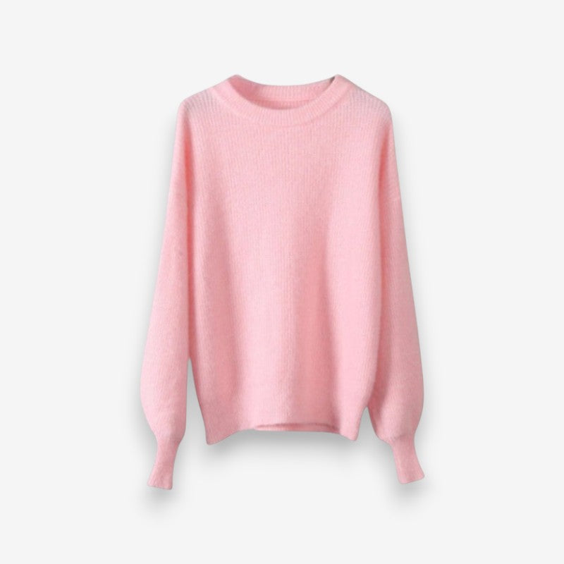 Liora – Long Sleeve Sweater with Round Neck and Ribbed Hem