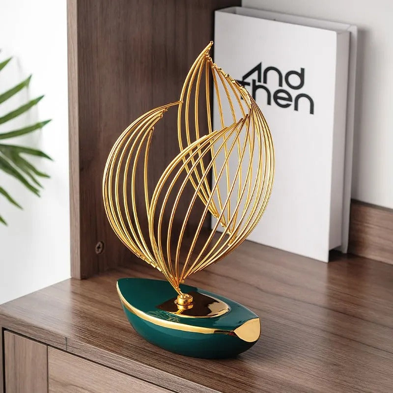 SailOra – Decorative Boat Sculpture with Floral Sails