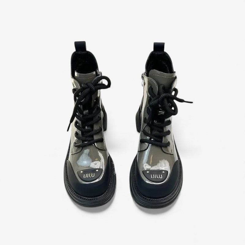 Ruby – Boots with Adjustable Lace and Round Toe Design