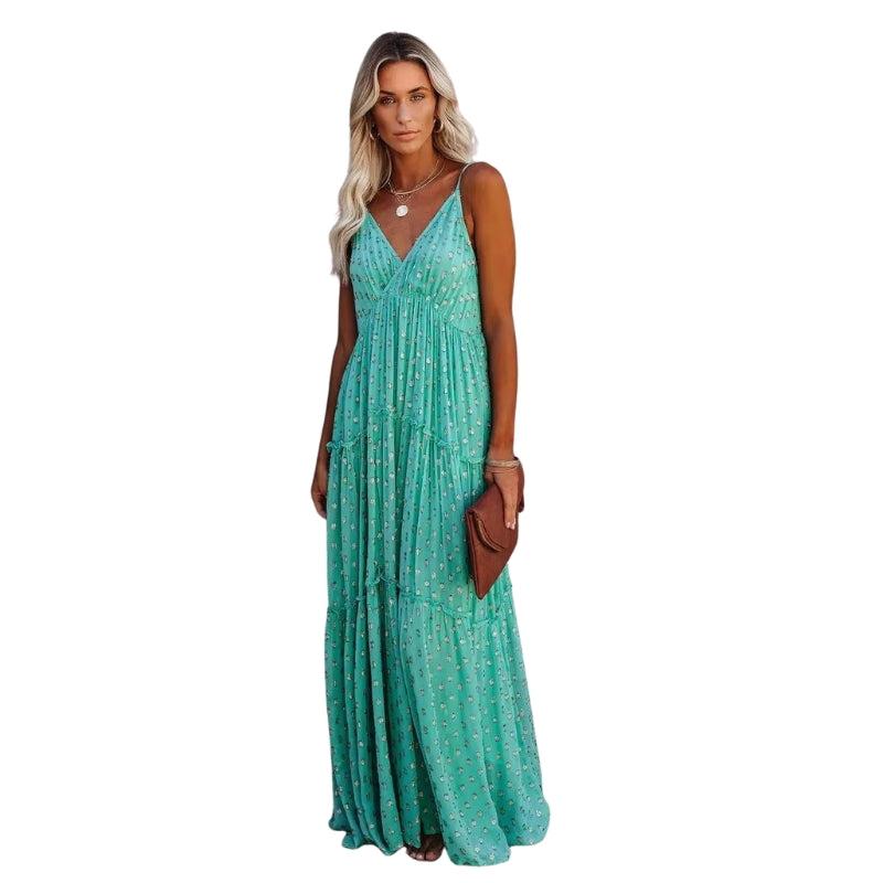 Juna – Mouwloze Lange Jurk met V-hals Velani