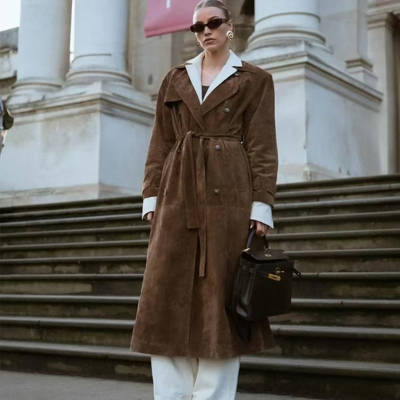 Marisa – Long Sleeve Jacket with Adjustable Belt and Down Collar