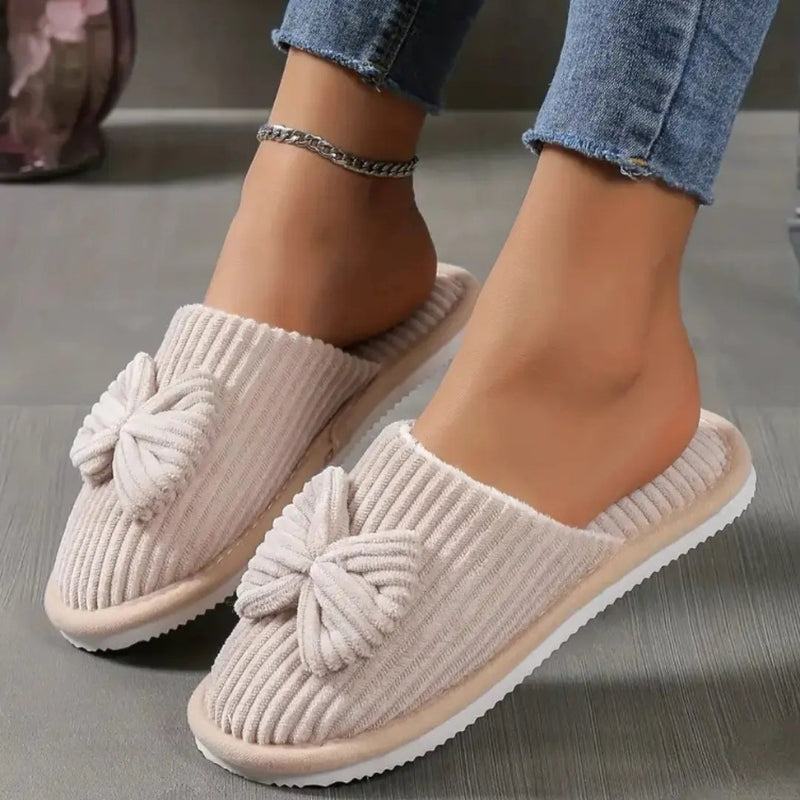 Ella – Round Toe Slippers with Bow Detail