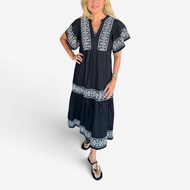 Women’s Midi Dress V Neck Loose Fit