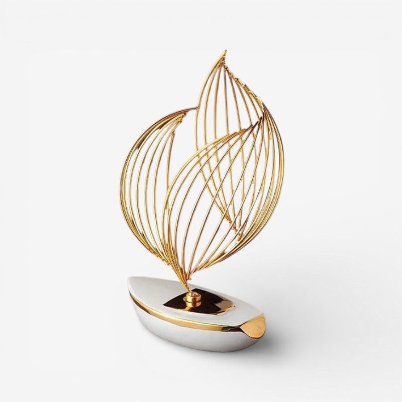 SailOra – Decorative Boat Sculpture with Floral Sails