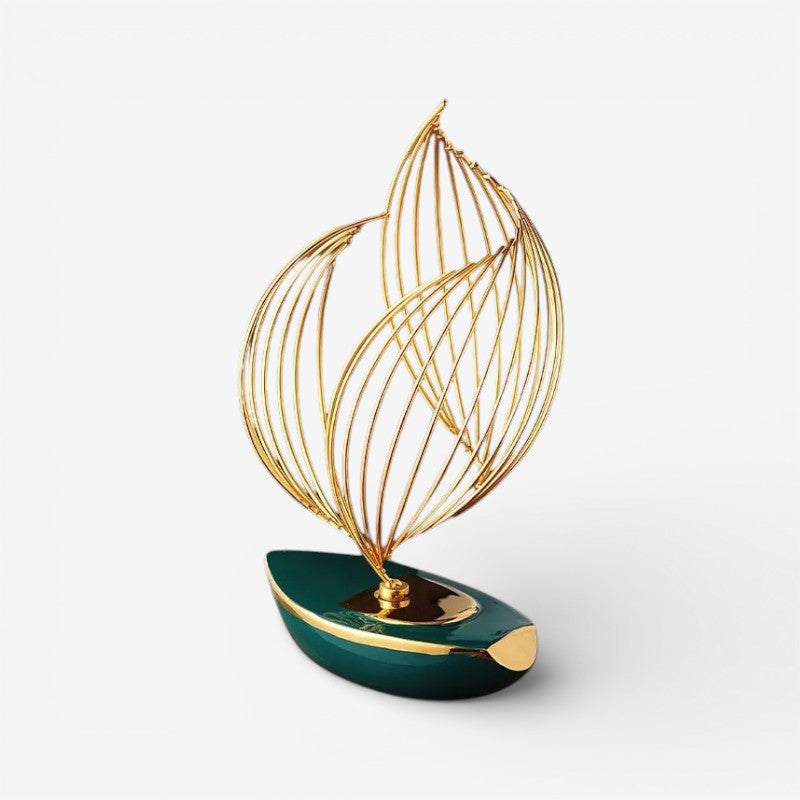 SailOra – Decorative Boat Sculpture with Floral Sails