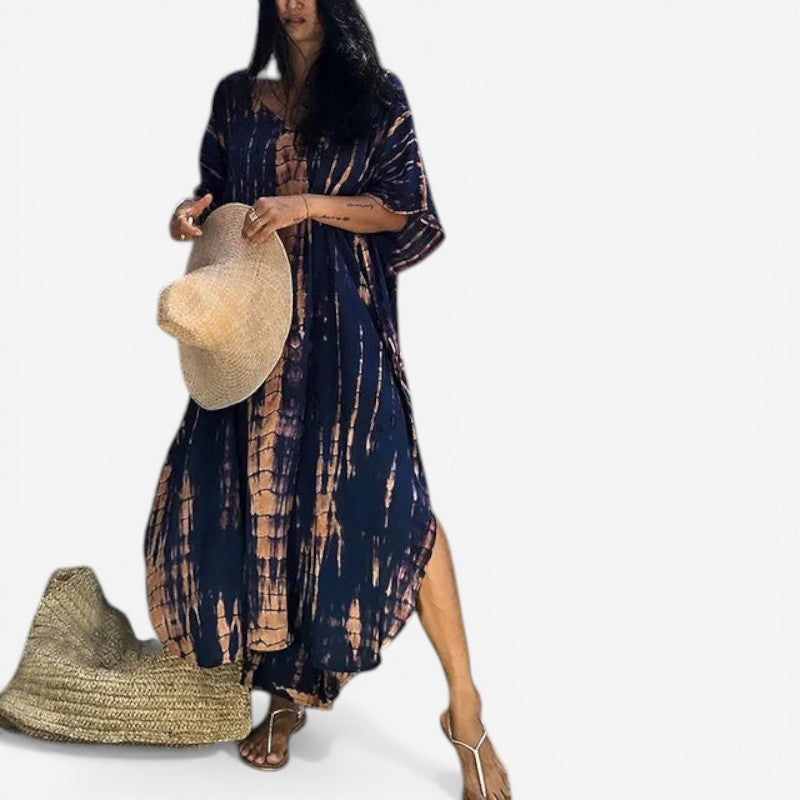 V-Neck Long Sleeve Maxi Dress