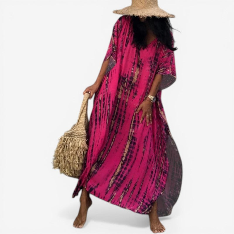V-Neck Long Sleeve Maxi Dress