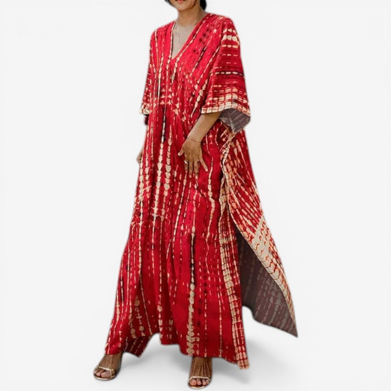 V-Neck Long Sleeve Maxi Dress