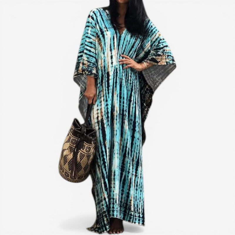 V-Neck Long Sleeve Maxi Dress