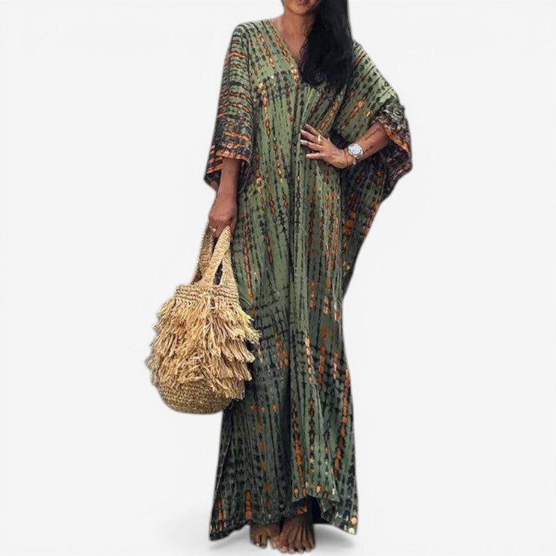 V-Neck Long Sleeve Maxi Dress