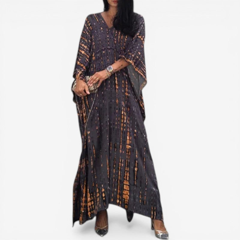 V-Neck Long Sleeve Maxi Dress