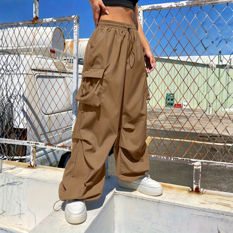 Women's Wide Leg Trousers with Drawstring Waist