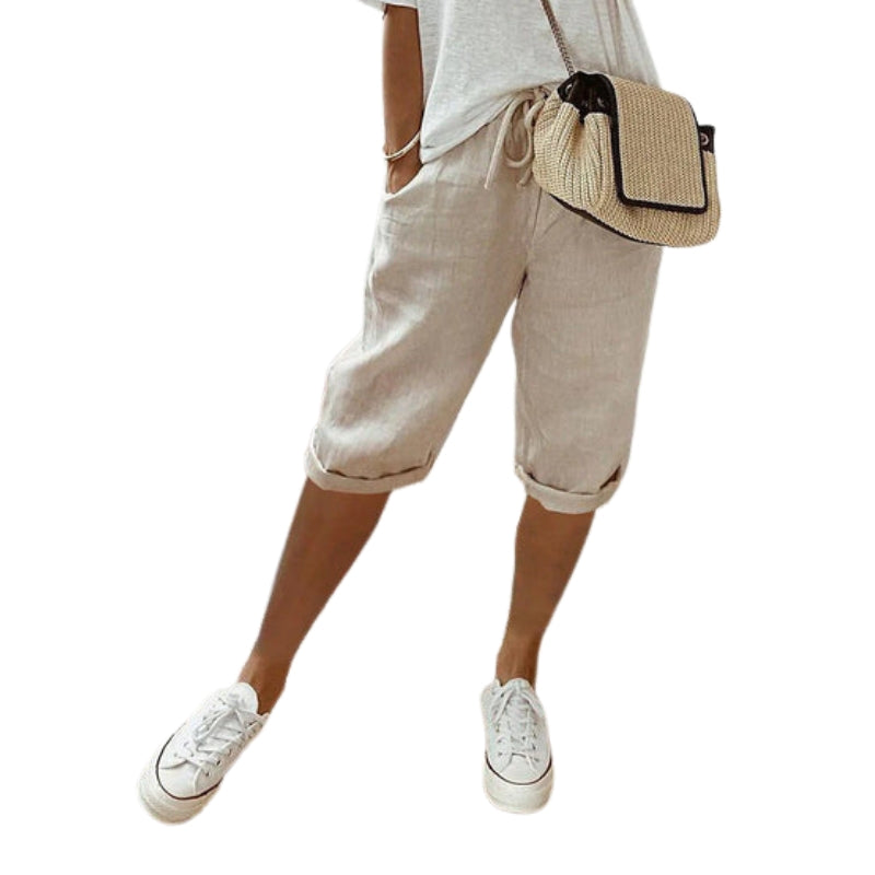 Rachel – Knielange shorts met trekkoord en zakken Velani