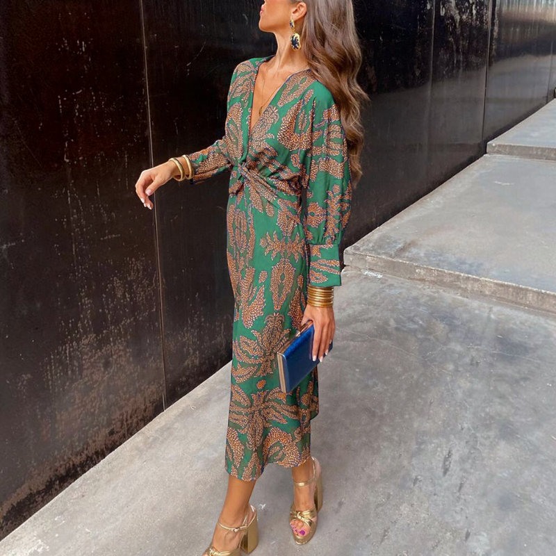 Elegant Women's Floral Long Sleeve Dress