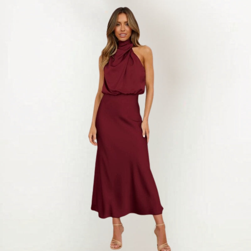Women’s sleeveless mock neck midi dress