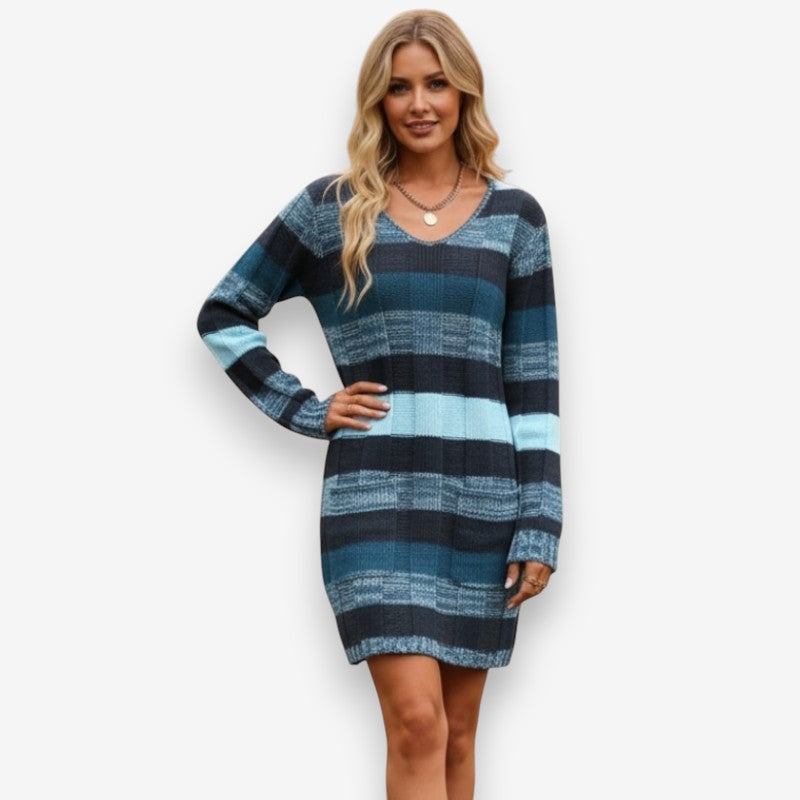 Sara – Long Sleeve Sweater with V Neck Design