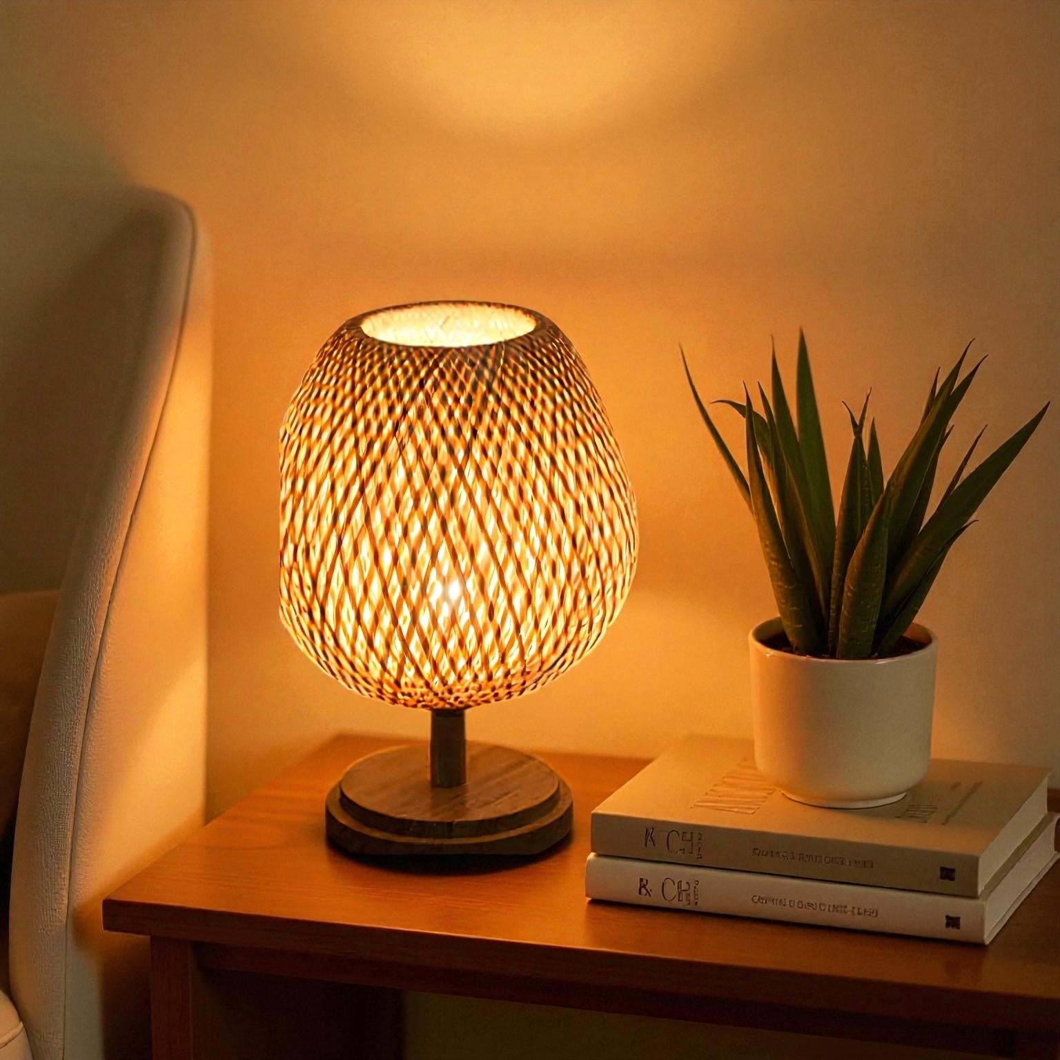 GlowWood – LED Tafellamp met Houten Voet Velani