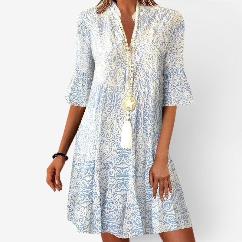 Women’s Mini Dress Flared Sleeves V Neck