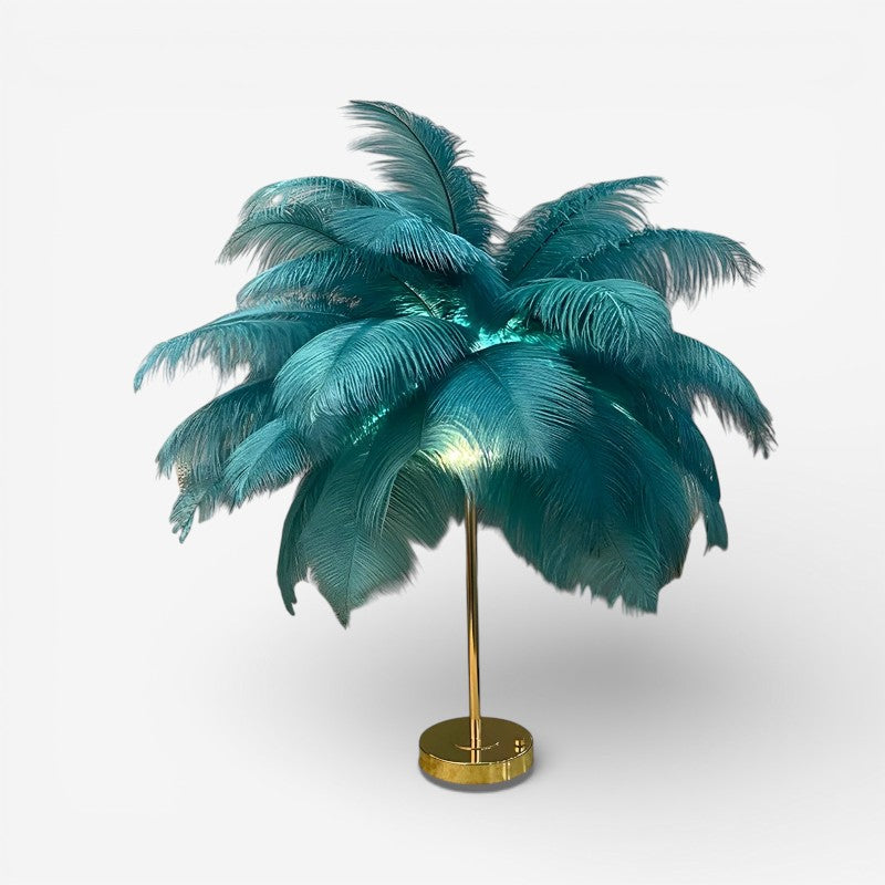 LumaNest – Table Lamp with Round Base and Feather Detail