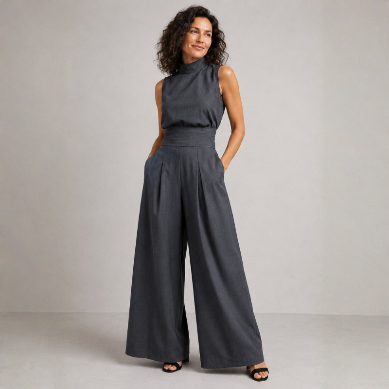 Chic Sleeveless Wide Leg Jumpsuit with Tie Waist