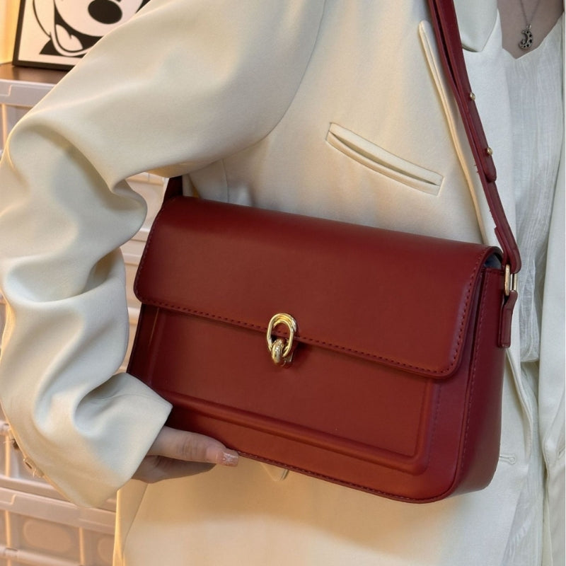 Emma – Women's Shoulder Bag with Long Strap & Hasp Closure