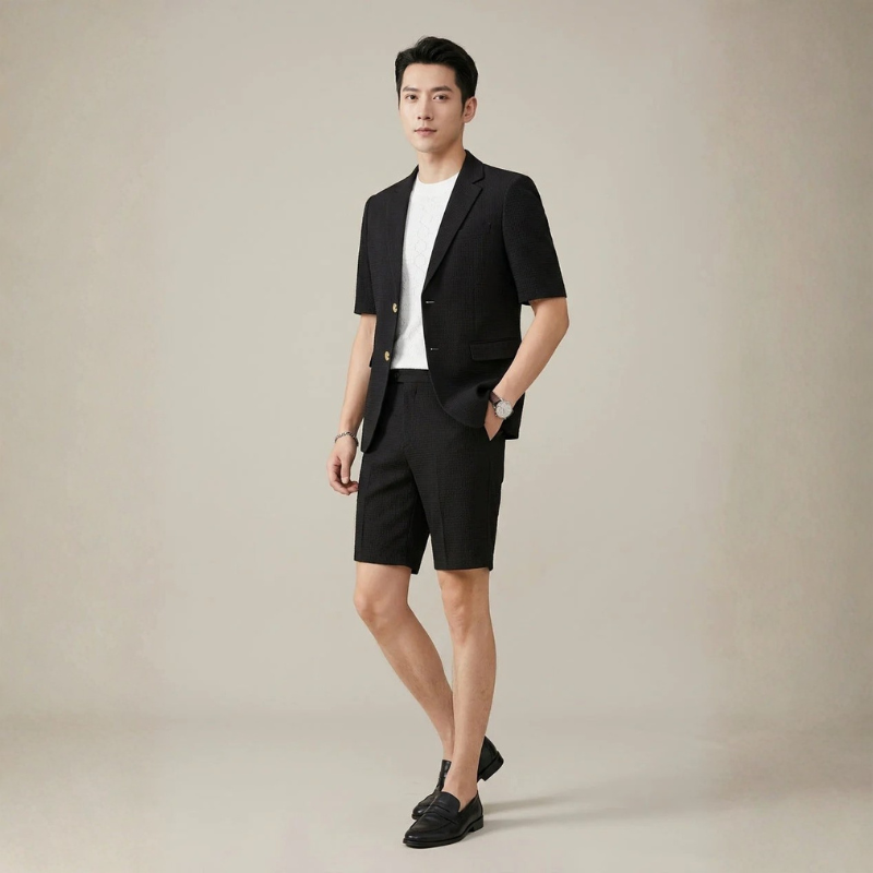 Men's Short Sleeve Blazer and Trouser Set