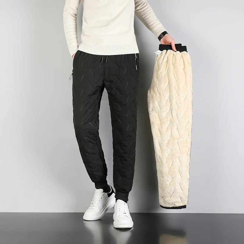 David – Slim Fit Fleece Lined Pants with Pockets and Drawstring