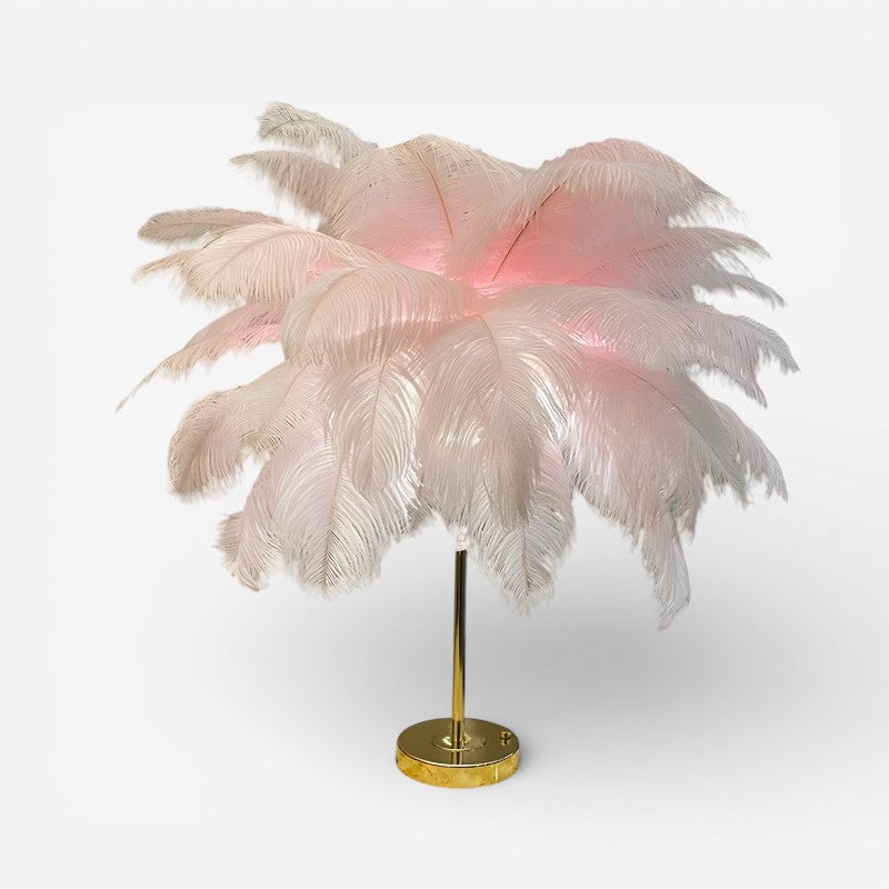 LumaNest – Table Lamp with Round Base and Feather Detail