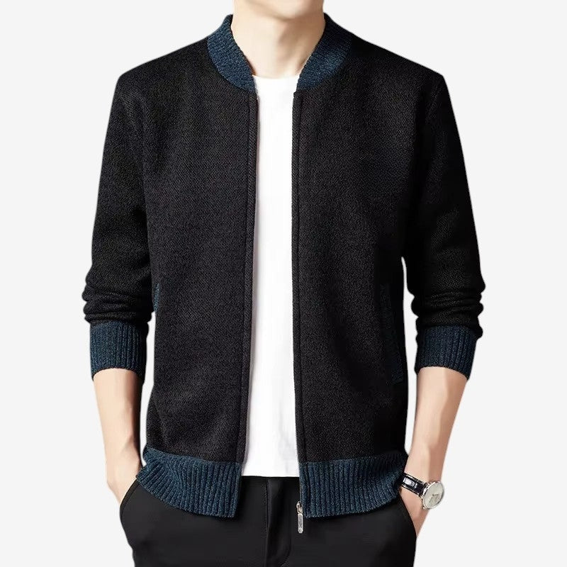 Liam – Long Sleeve Jacket With Ribbed Hem And Zipper Closure