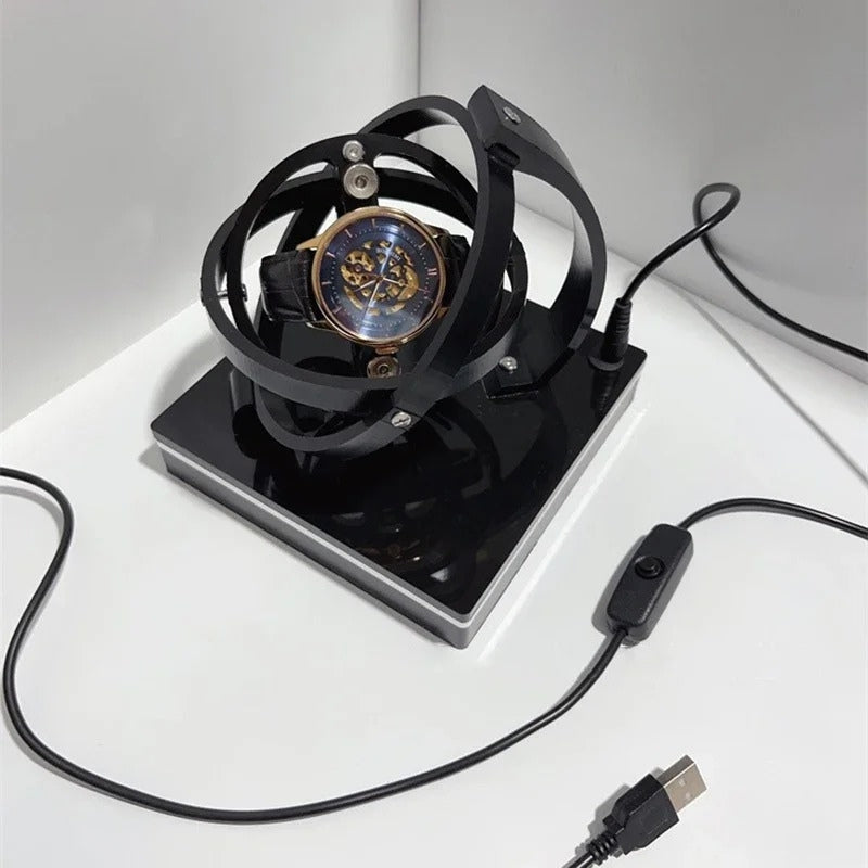 TimeVault – Watch Winder Case with Square Stand & Rotating Mechanism