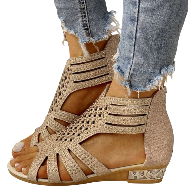 Emilia – Sandalen met Ritssluiting aan de Achterkant en Verstelbare Gespsluitingen Velani