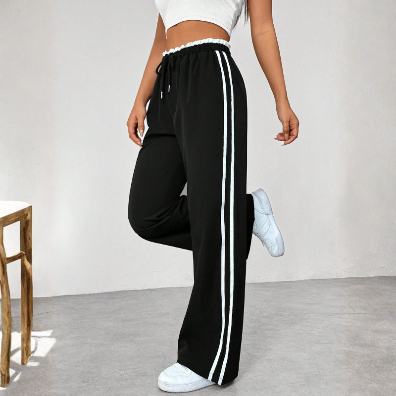 Chic Women's Wide Leg Trousers with Adjustable Drawstring