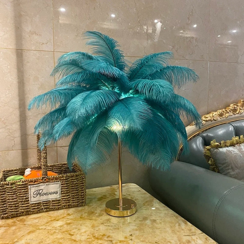 LumaNest – Table Lamp with Round Base and Feather Detail
