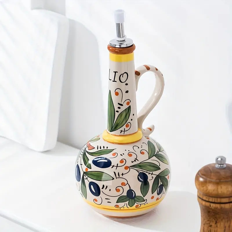 AromaPour – Oil Dispenser Bottle with Flower Pattern and Handle