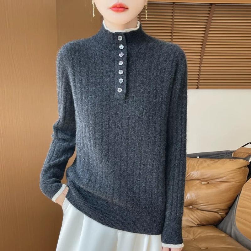 Sophia – Long Sleeve Sweater With Ribbed Hem