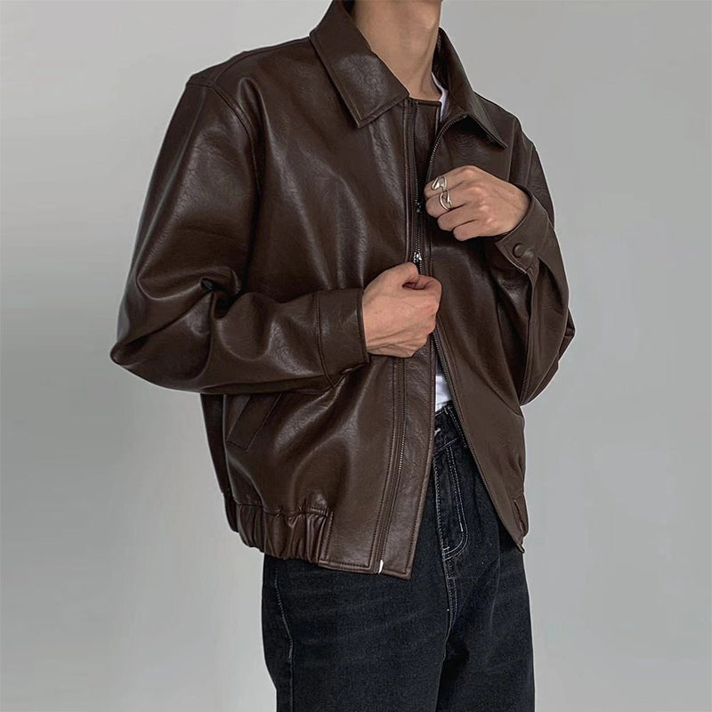 David – Long Sleeve Jacket with Zipper Closure and Down Collar